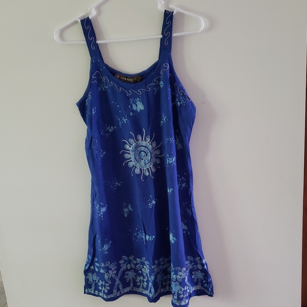 raya sun Blue Sun Motif Tank Dress
